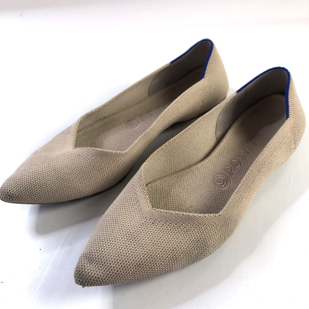 ROTHY'S Retired The Point Knit Slip-on Flats Driftwood Sz 9.5 Tortoiseshell sole